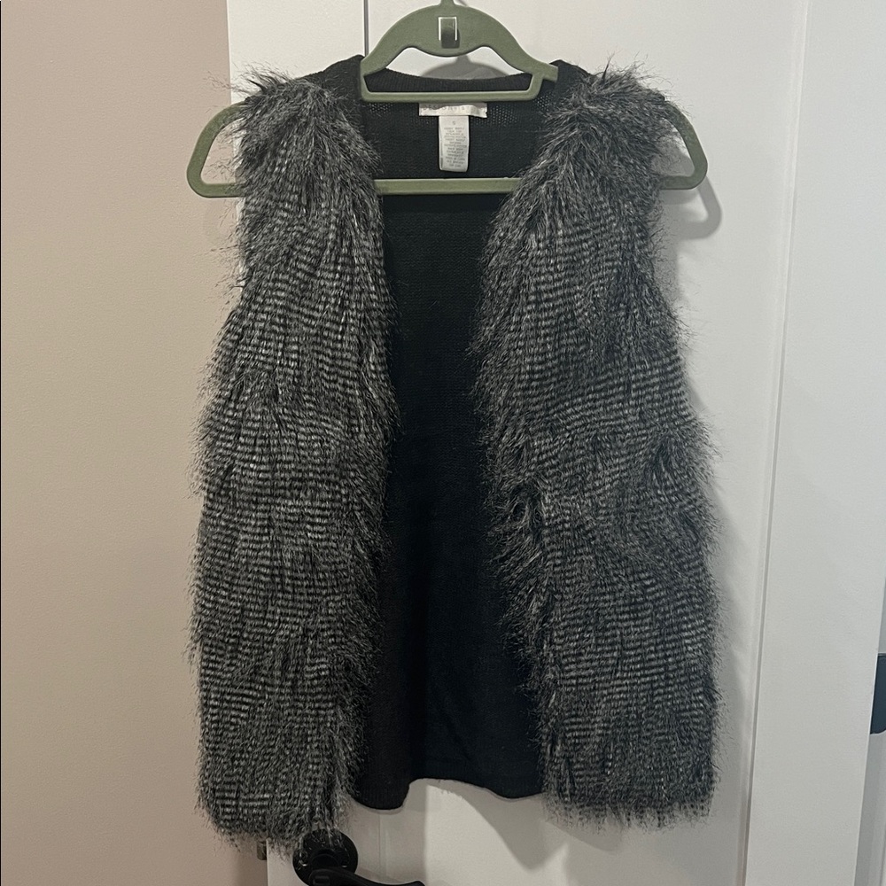 Gray Faux Fur Vest size S